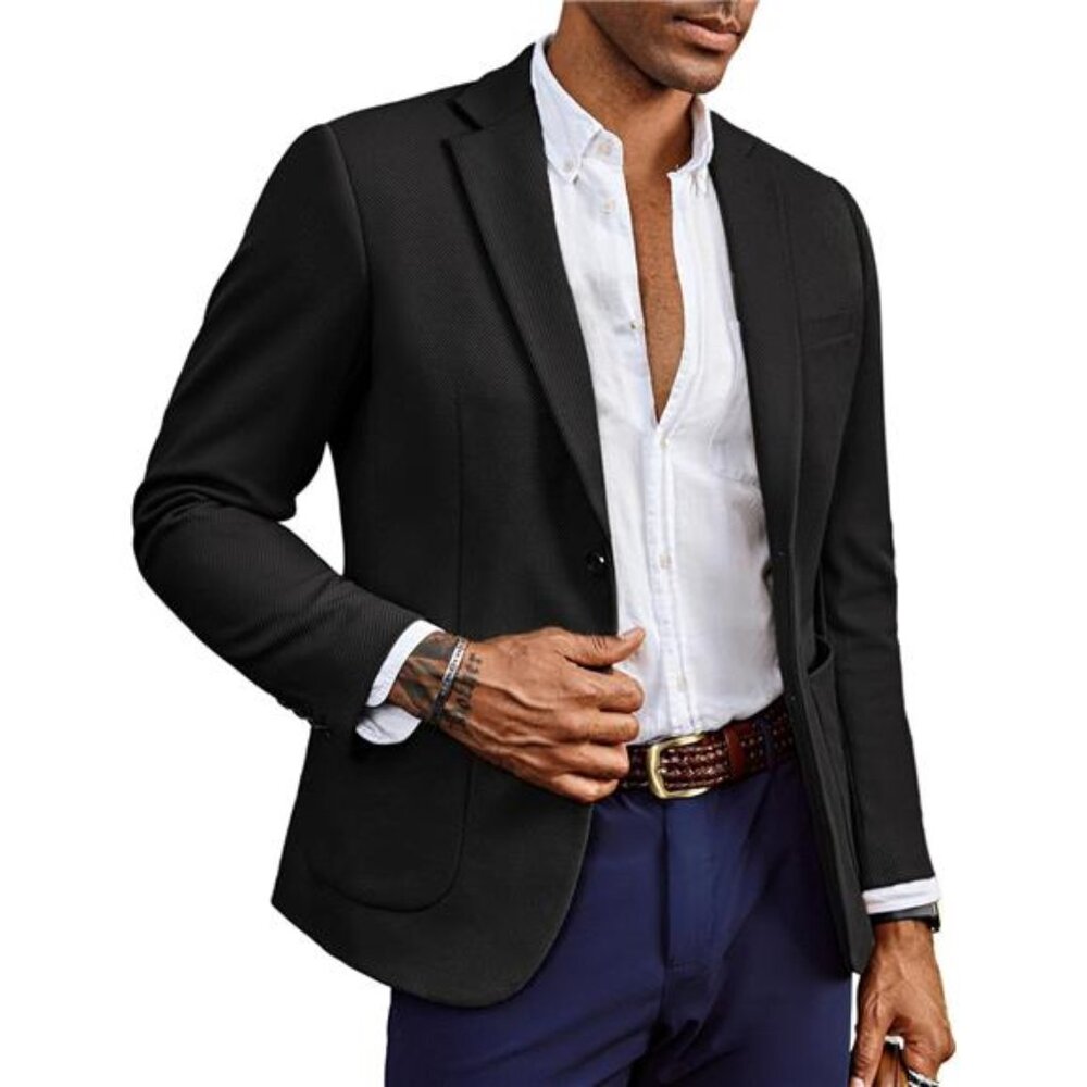 Men's Casual Sport Coat Two Button Suit Jacket with Pockets Lightweight Blazer